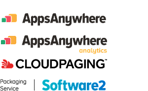 AppsAnywhere, AppsAnywhere analytics, Cloudpaging, Packaging service logos
